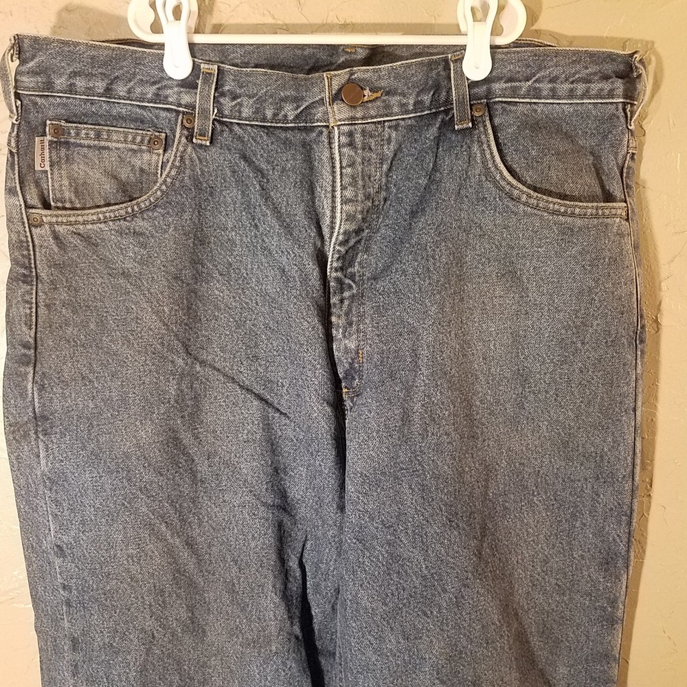 Carhartt Flannel Lined 38x34 Med Wash Blue Jeans - Picture 3 of 8